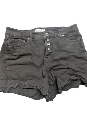 Torrid Black Button-Front Distressed Denim Shorts- Size 16
